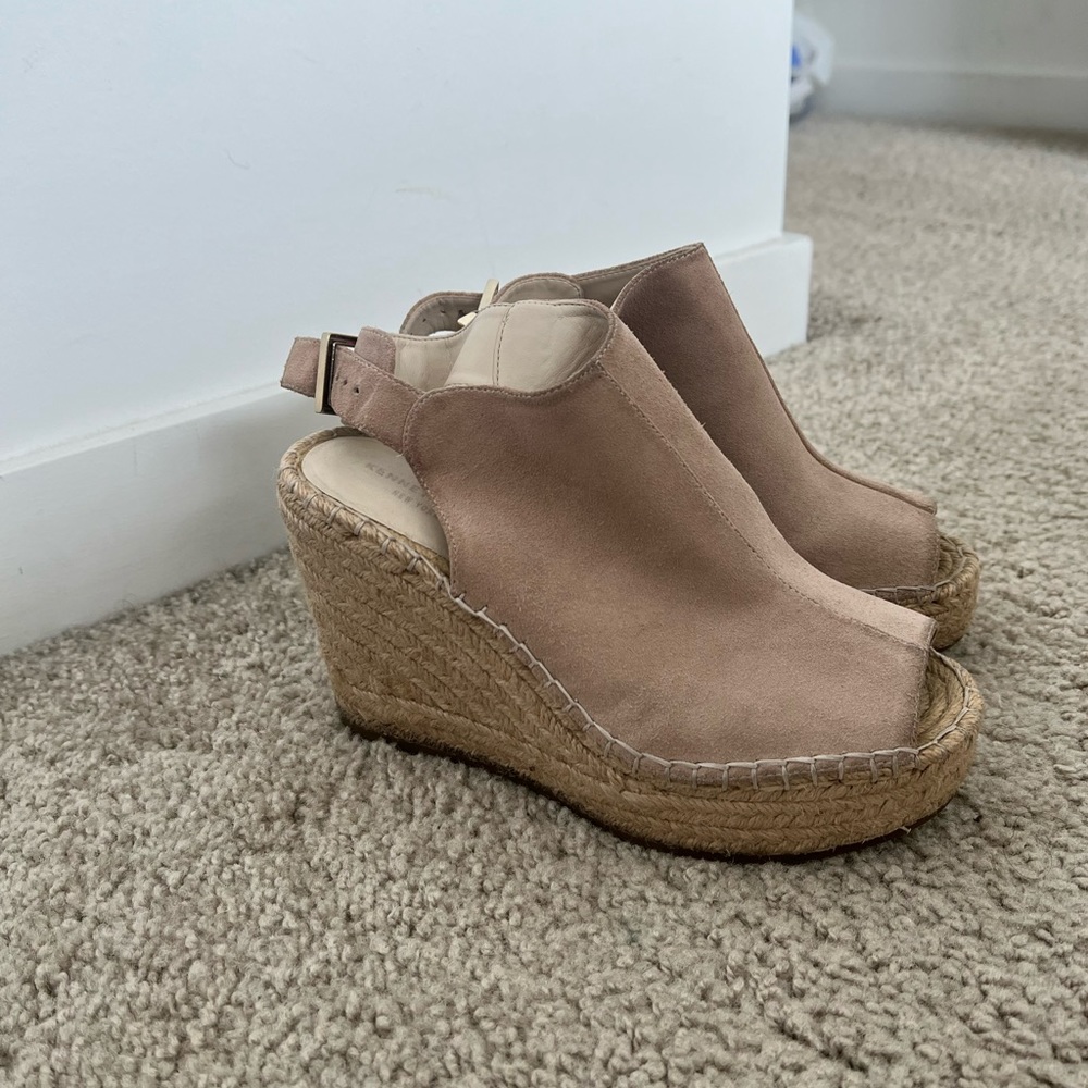 Platform beige espadrilles chunky wedges